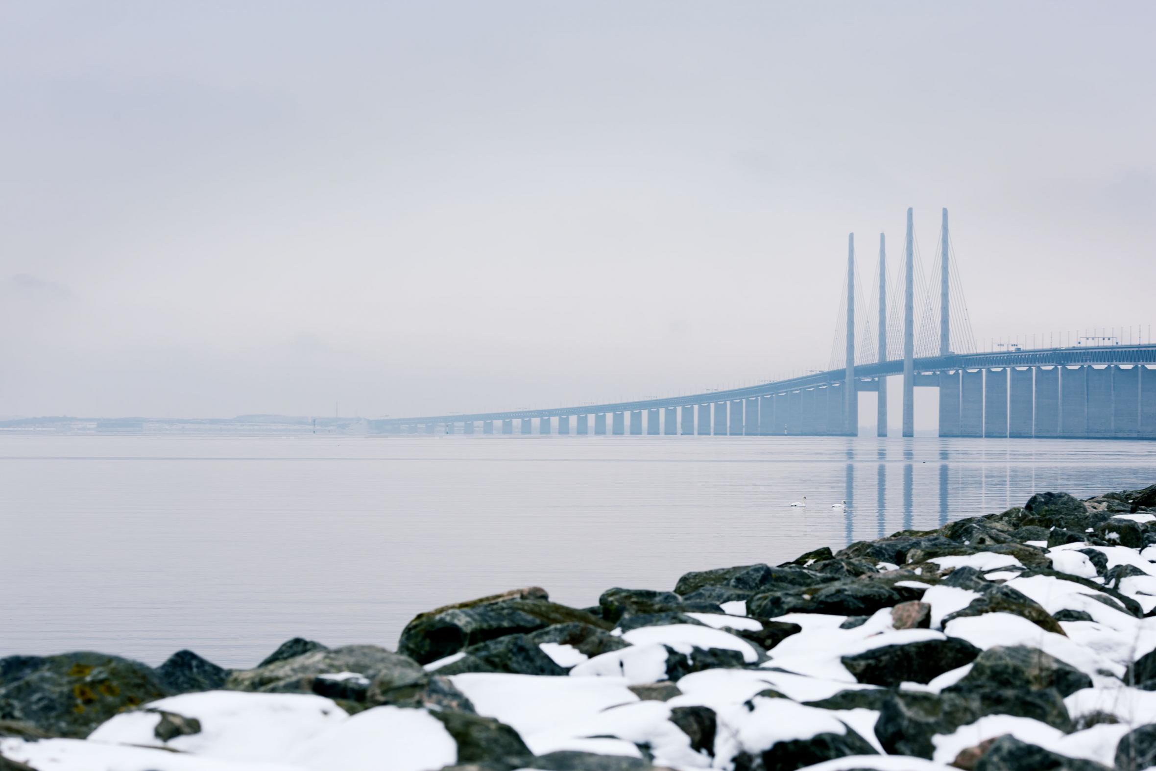 The Öresund Bridge in winter time