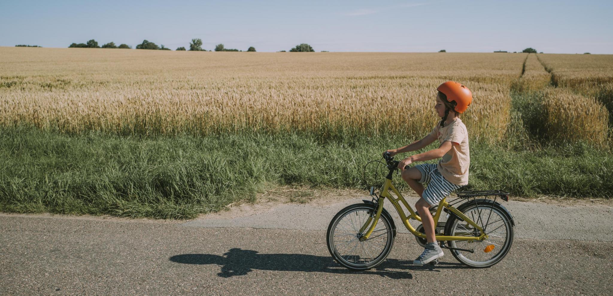 Boy bicycling on a summer's day in the countryside