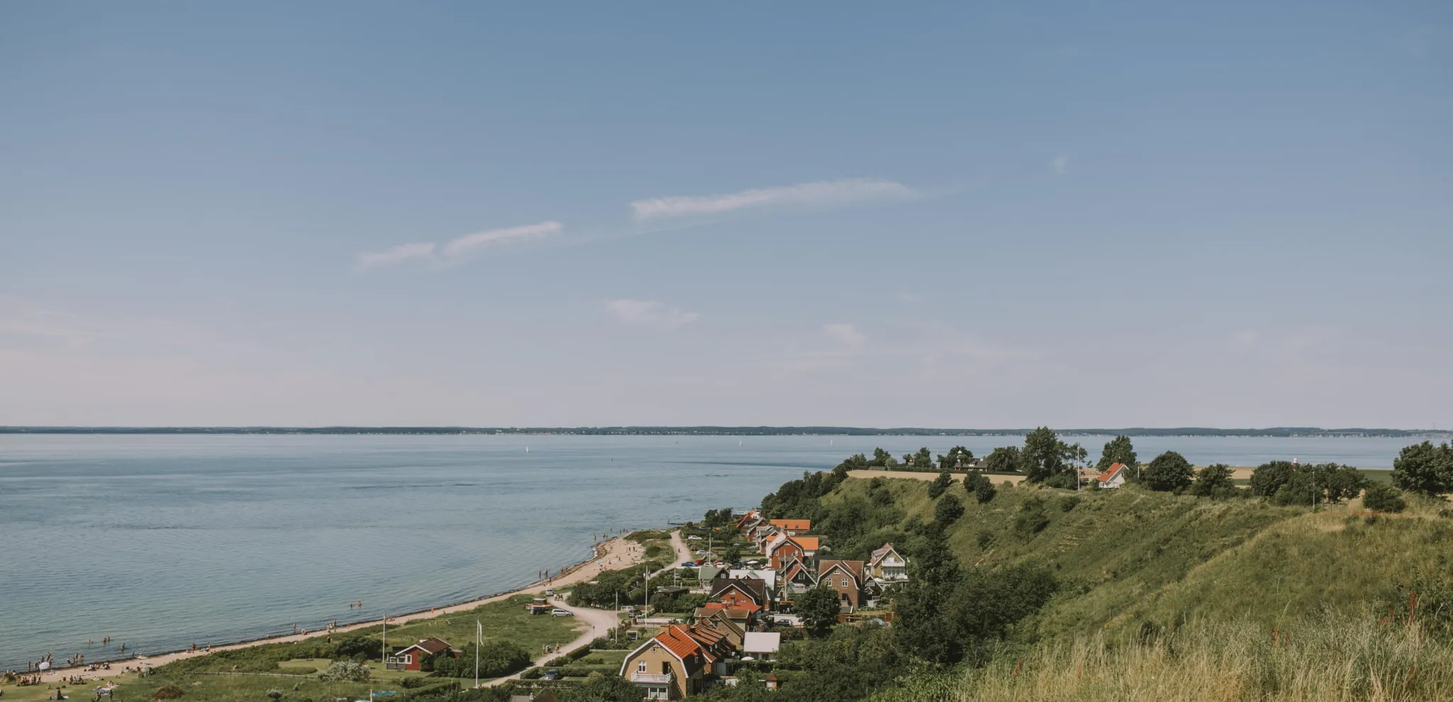 View of a small coastal town