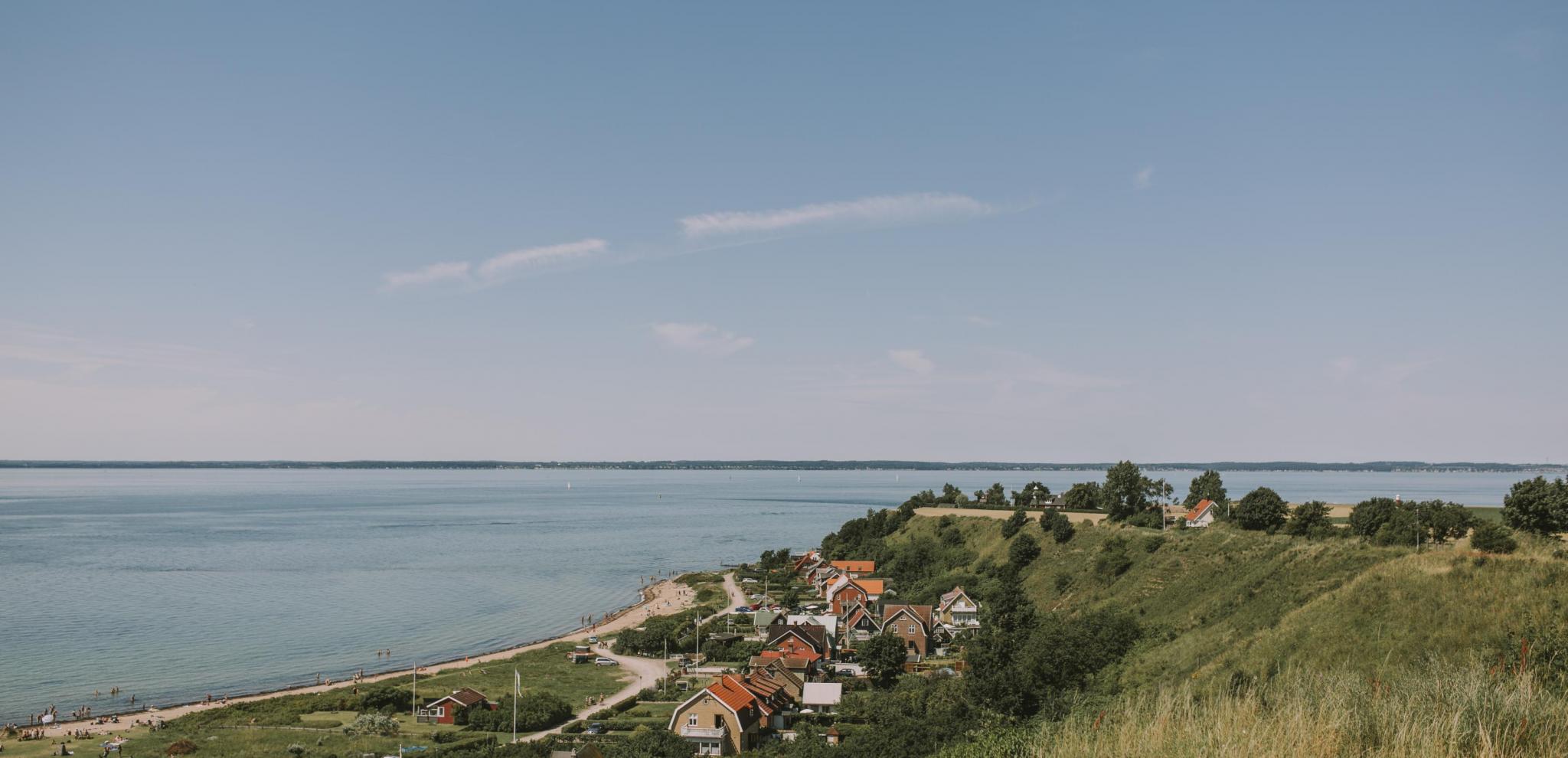 View of a small coastal town