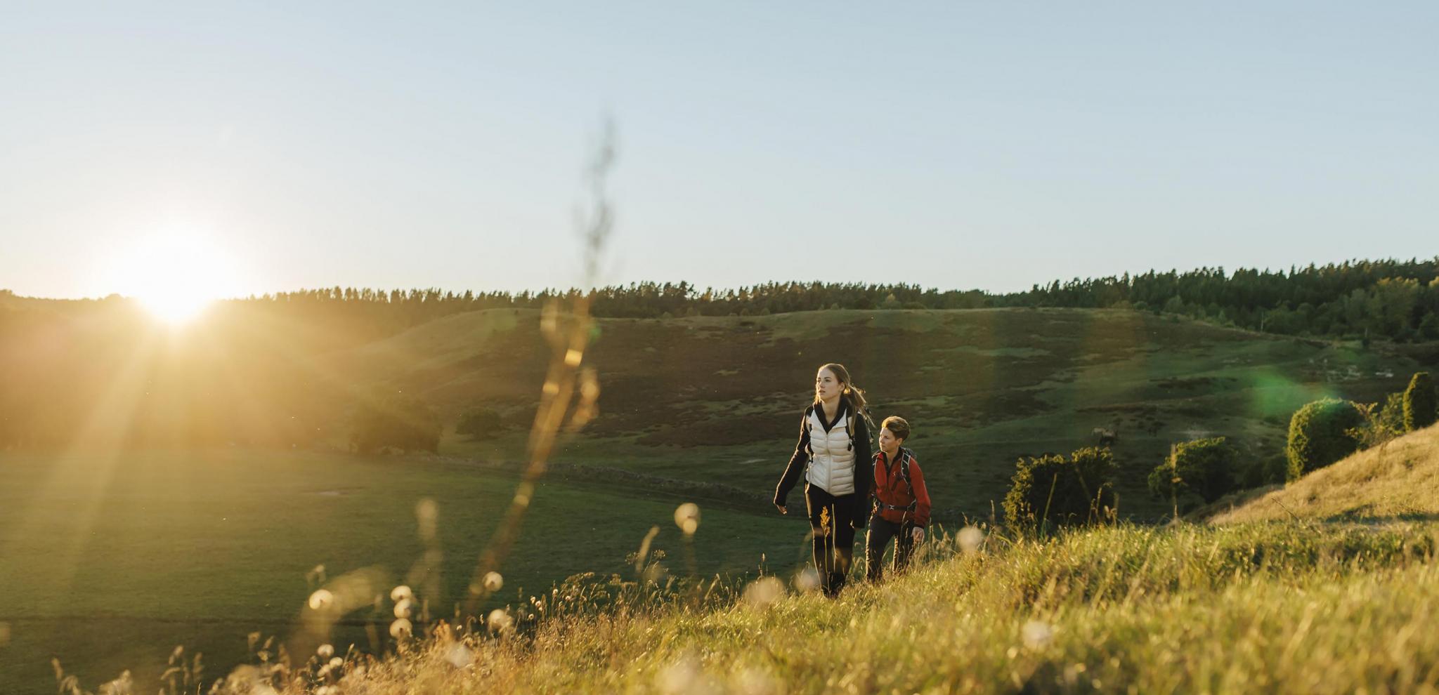 Women hiking in the countryside on a summer's day