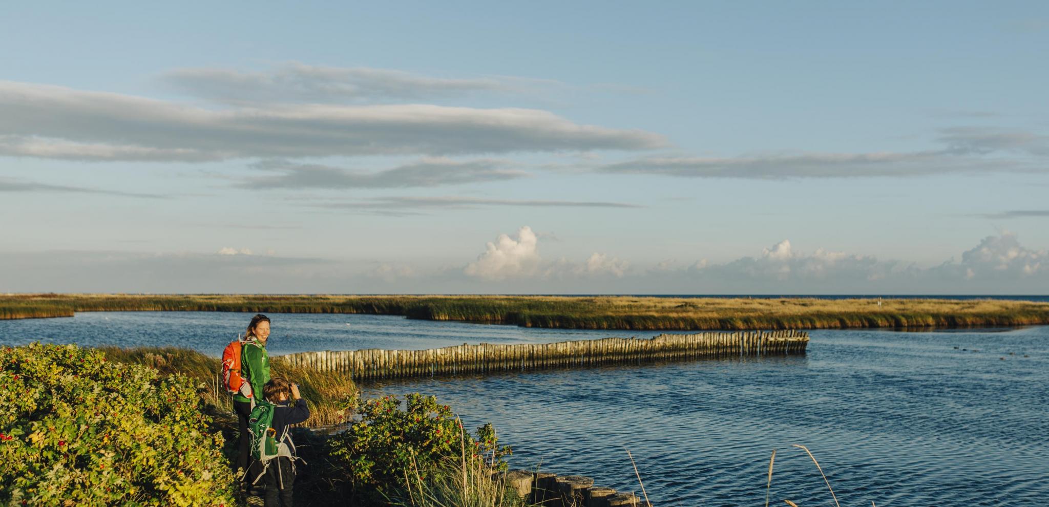 Mother and son looking at the sea view in Måkläppen