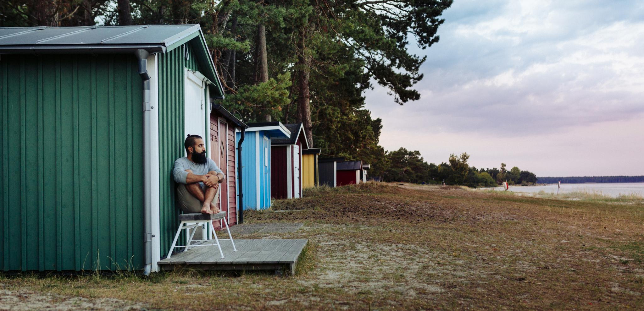 Huts at Ahus beach
