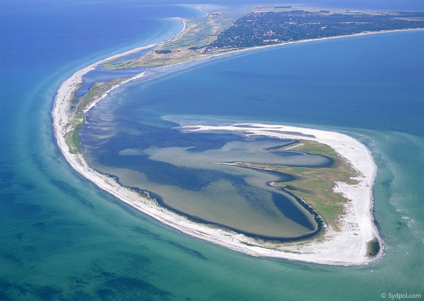 Flygfoto över Måkläppens naturreservat i Skanör 