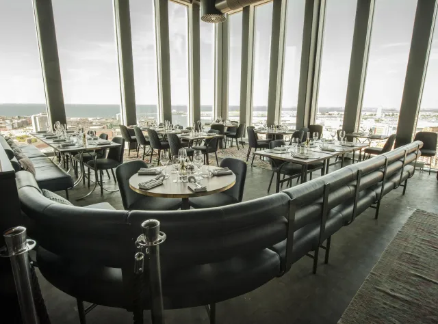 Restaurant in der obersten Etage des Clarion Hotels im Veranstaltungszentrum Malmö Live.