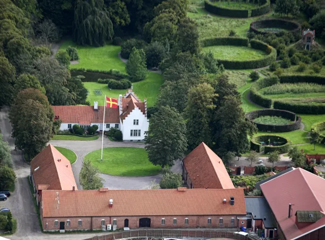 Blick aus der Luft auf den Bauernhof Ängavallen in Trelleborg.