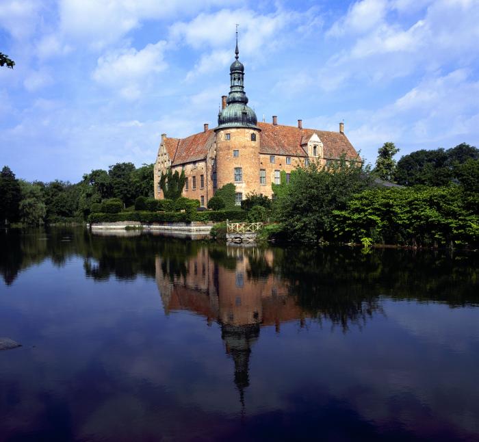 Castle with lake and trees