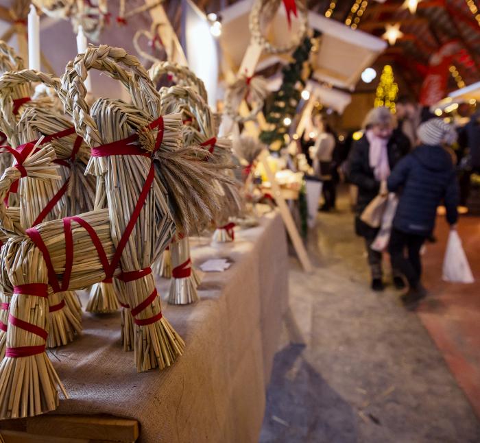 Christmas ibex ornament in a market surrounding